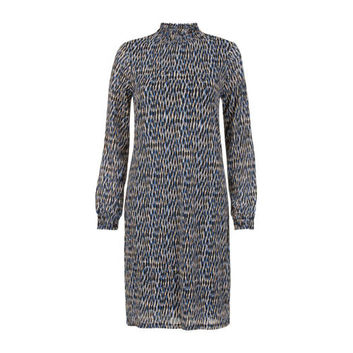Miss Etam Regulier jersey jurk met all over print blauw Miss Etam Regulier jersey jurk met all over print blauw