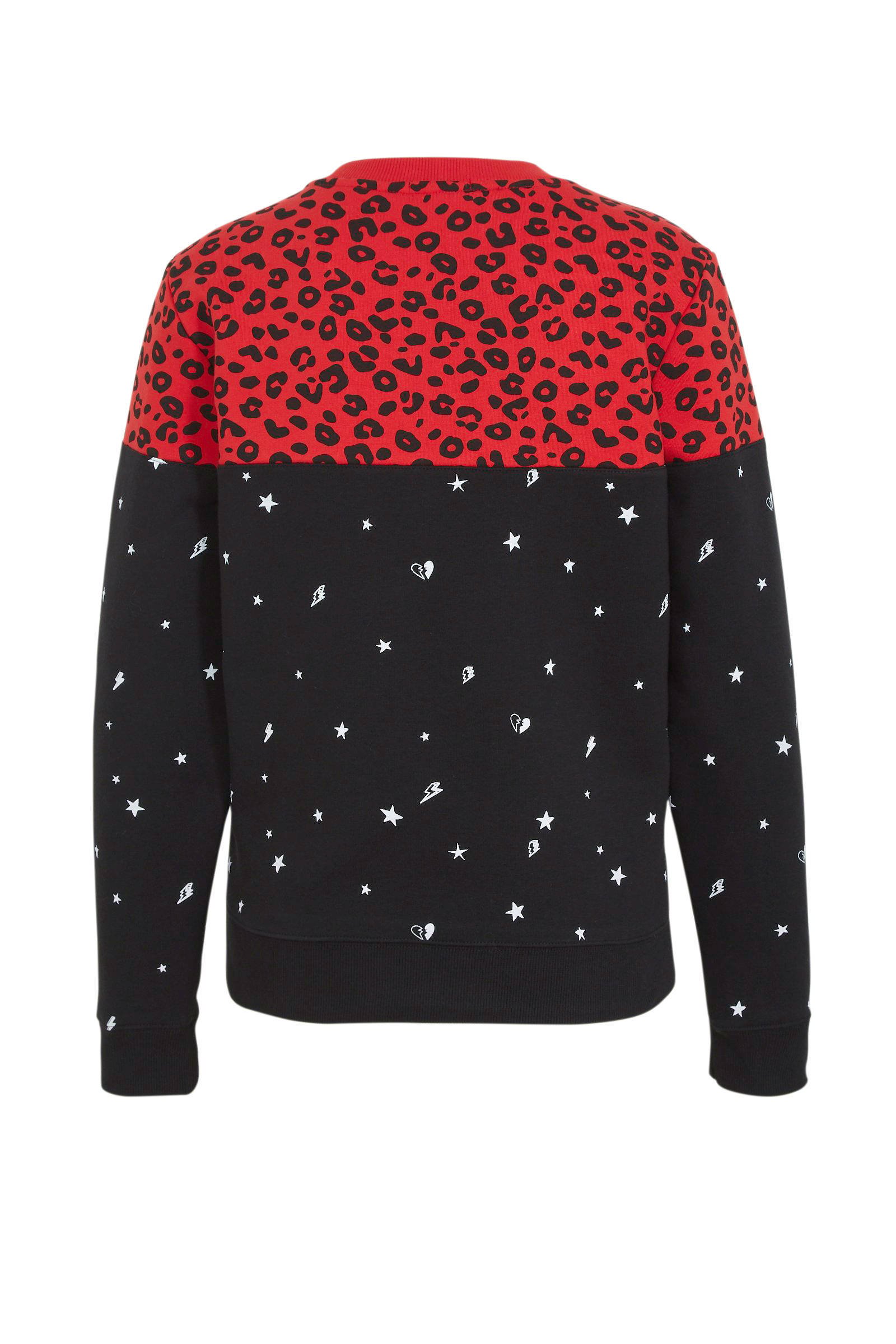 Colourful Rebel sweater Leopard Star met panterprint zwart Colourful Rebel sweater Leopard Star met panterprint zwart