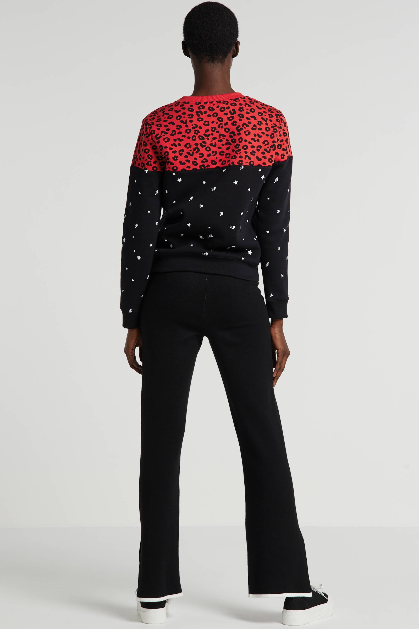 Colourful Rebel sweater Leopard Star met panterprint zwart Colourful Rebel sweater Leopard Star met panterprint zwart