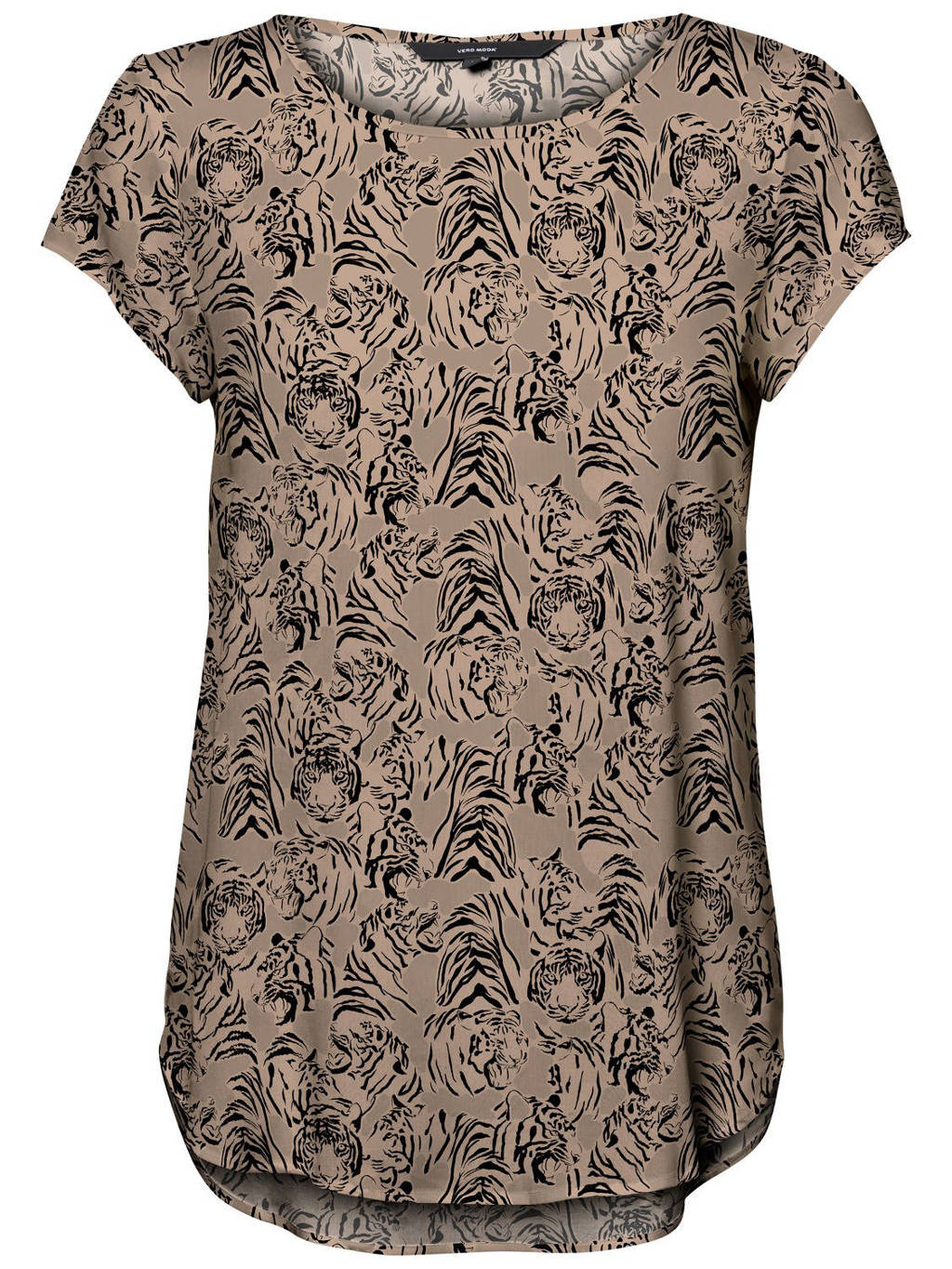 VERO MODA top met all over print zand, Zand/zwart