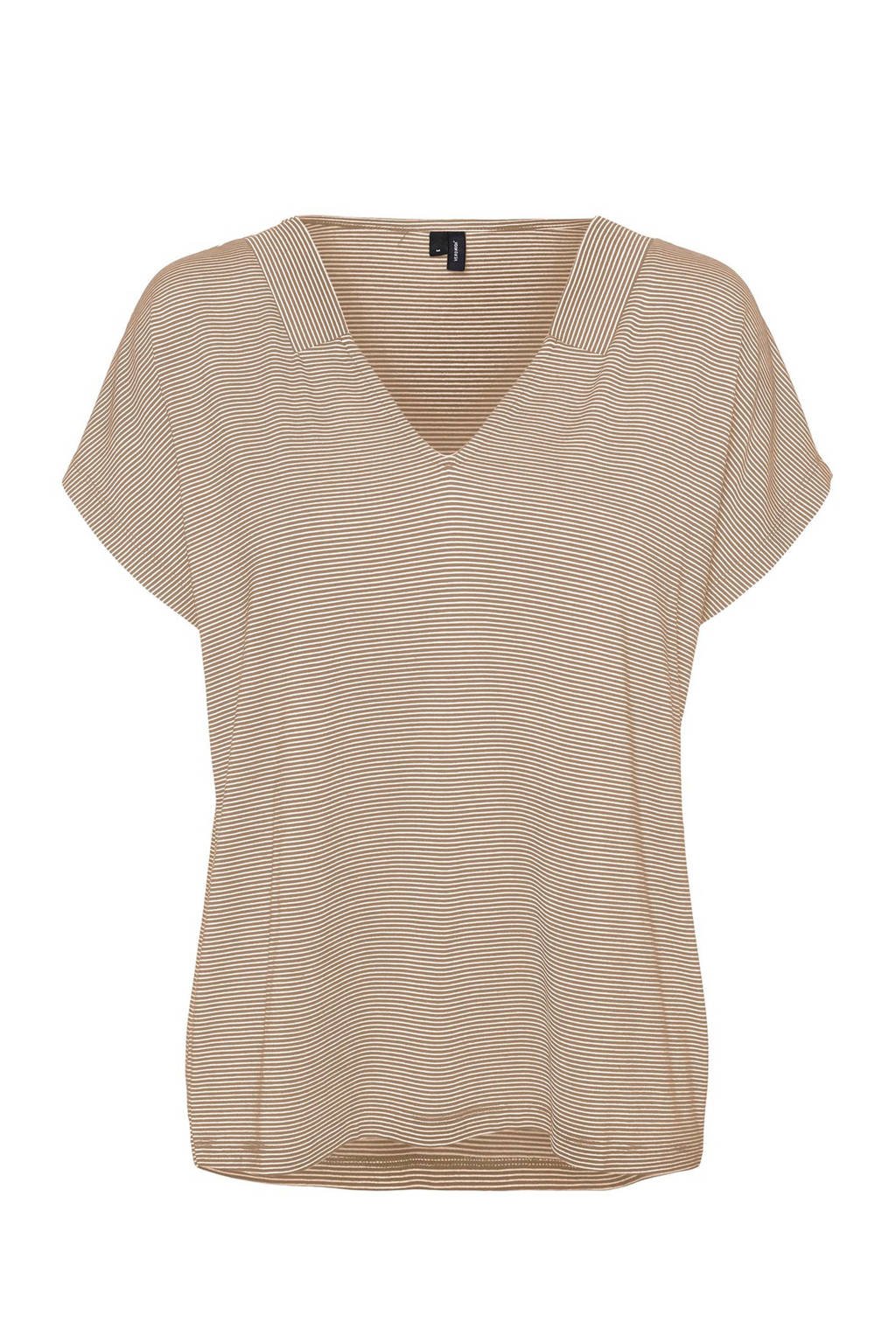 VERO MODA gestreept T-shirt bruin/wit, Bruin/wit