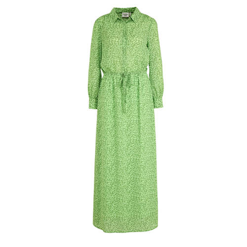 Another Label maxi blousejurk Maley met panterprint en ceintuur lichtgroen Another Label maxi blousejurk Maley met panterprint en ceintuur lichtgroen