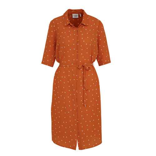 Another Label blousejurk Peck met stippen en ceintuur oranje Another Label blousejurk Peck met stippen en ceintuur oranje