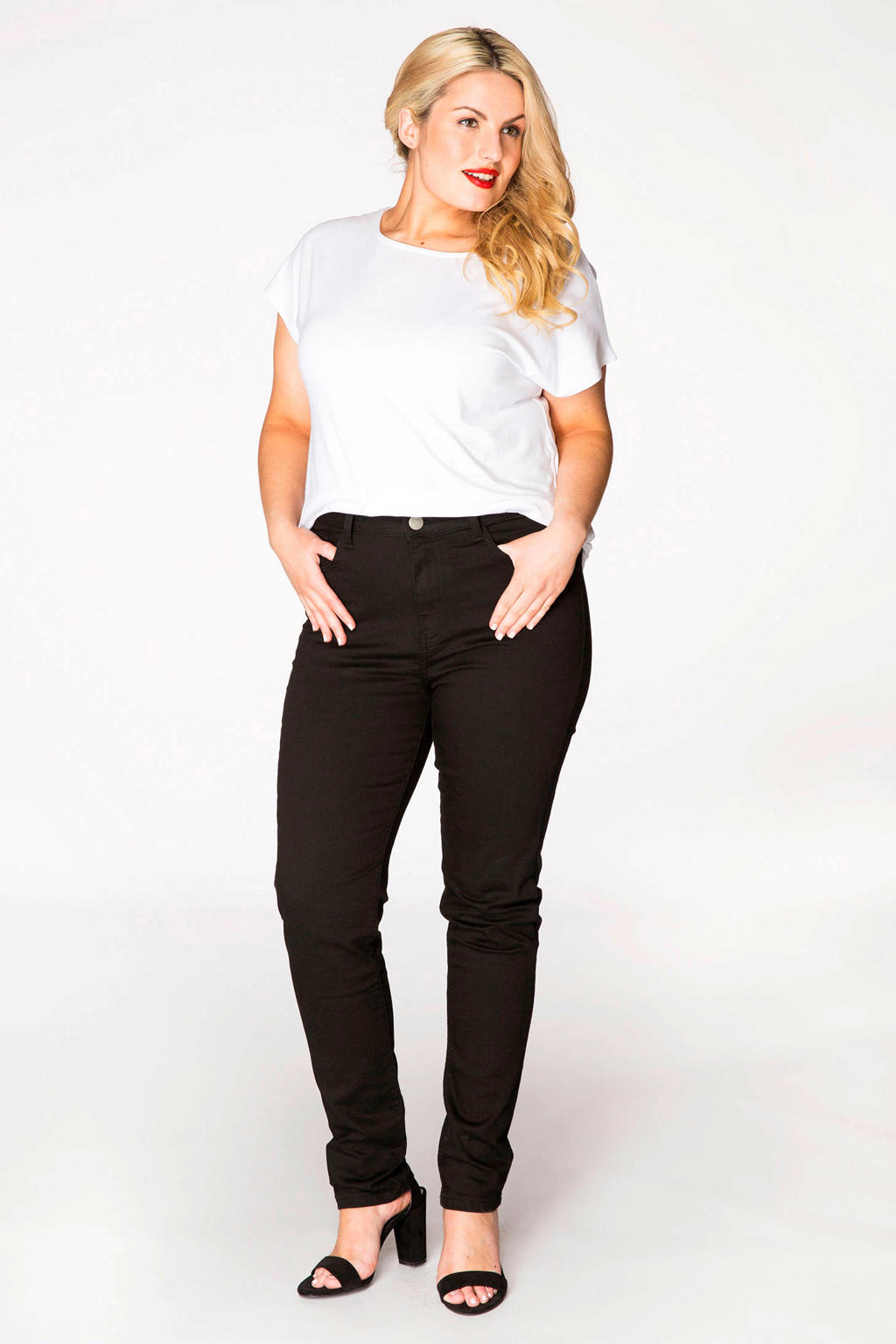 YOEK high waist extra lange shaping skinny jeans zwart