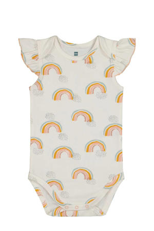 romper wit/roze/geel regenboog met ruches