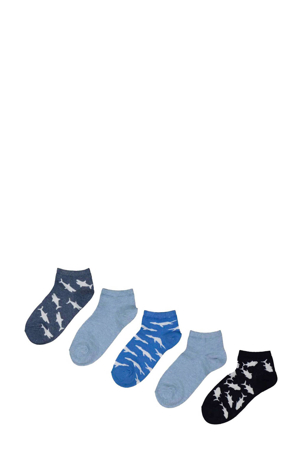 HEMA sneakersokken set van 5 paar, Blauw