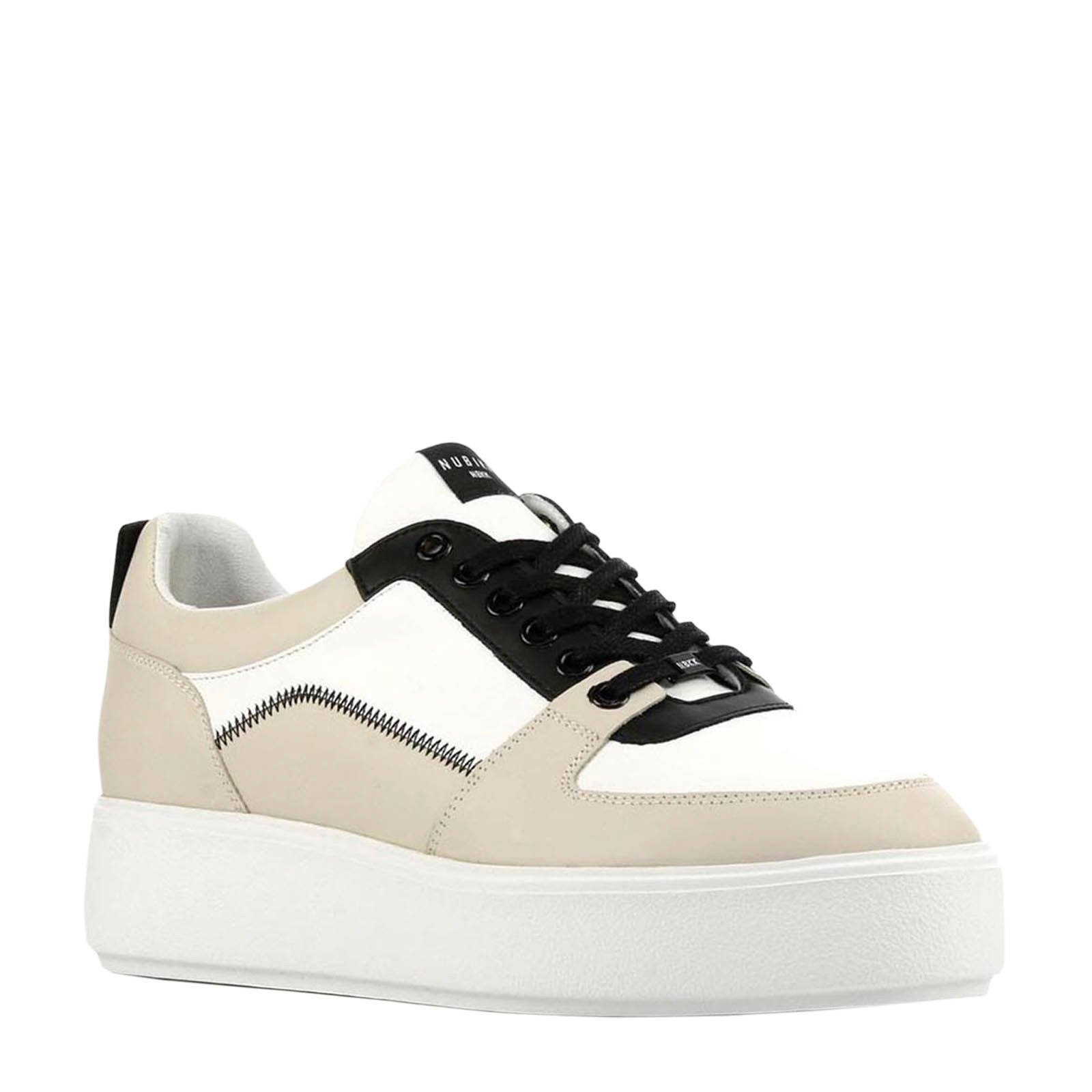 Nubikk Elise Blush leren plateau sneakers beige wehkamp