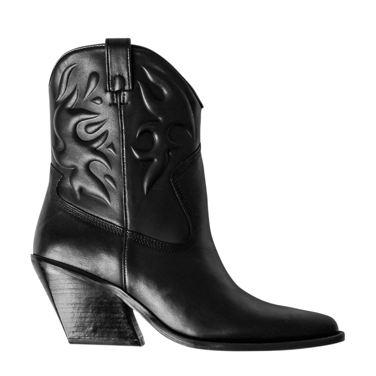 Bronx Low-Kole leren cowboylaarzen zwart | wehkamp