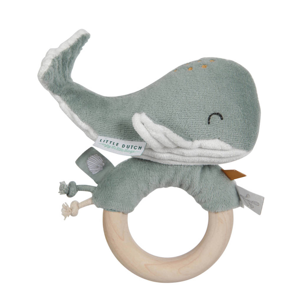 Little Dutch walvis houten ringrammelaar, Mintgroen