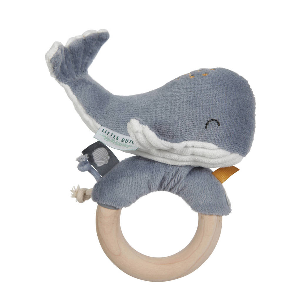 Little Dutch walvis houten ringrammelaar, Blauw