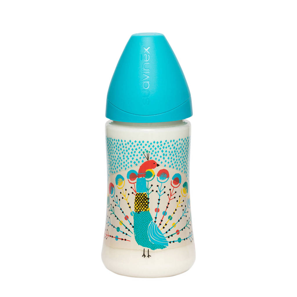 Suavinex Fusion fles 270 ml Peacock blauw, Blauw