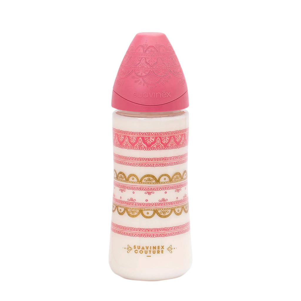 Suavinex Couture fles 360 ml +4mnd Pink, Roze