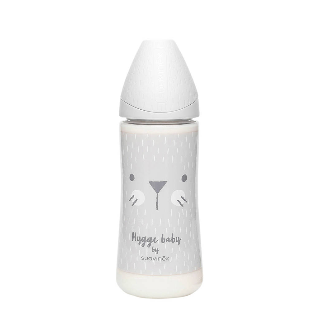 Suavinex Hygge fles 360 ml +4 mnd Whiskers Grey, Grijs