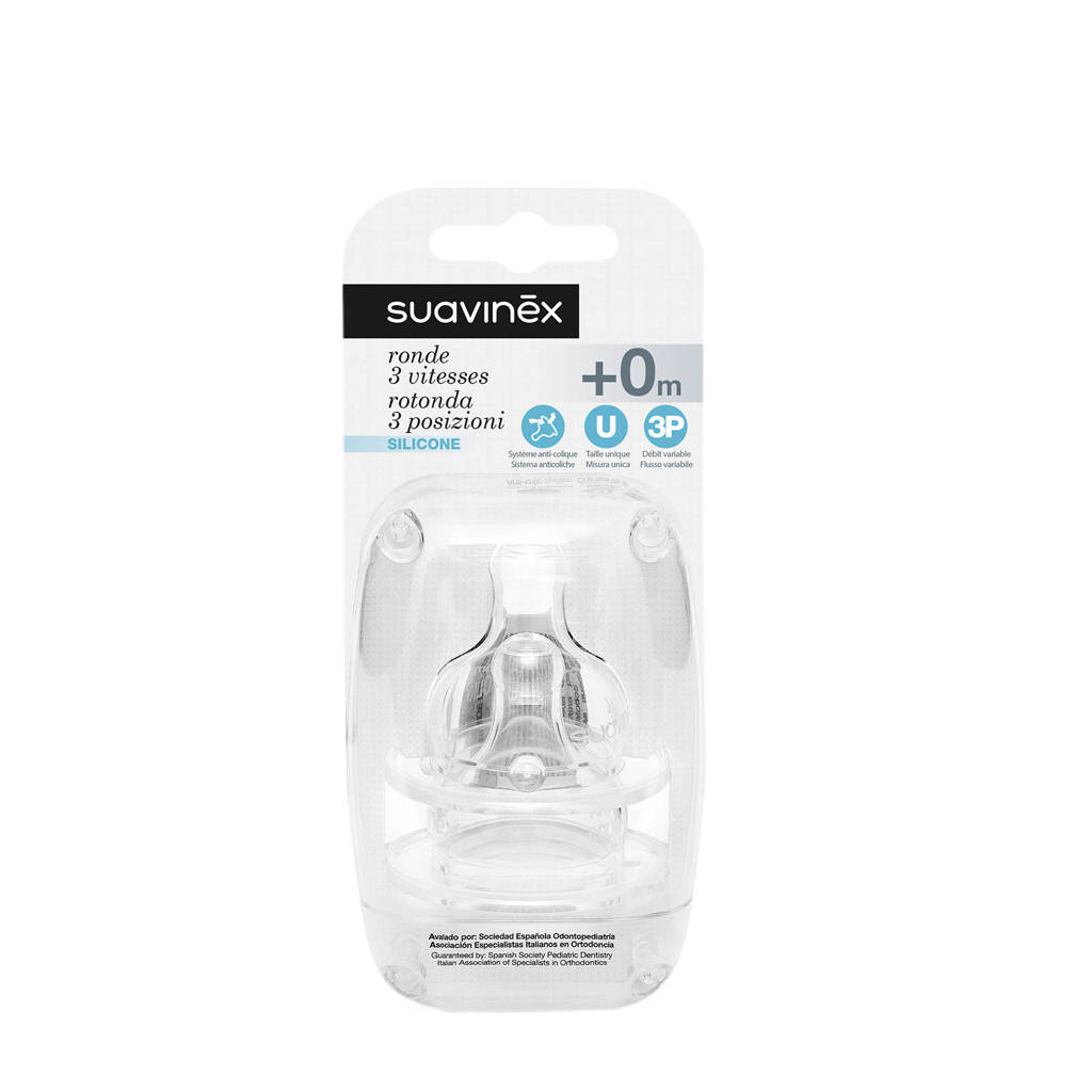 Suavinex zuigspeen silicone 3pos. - set van 2, Transparant