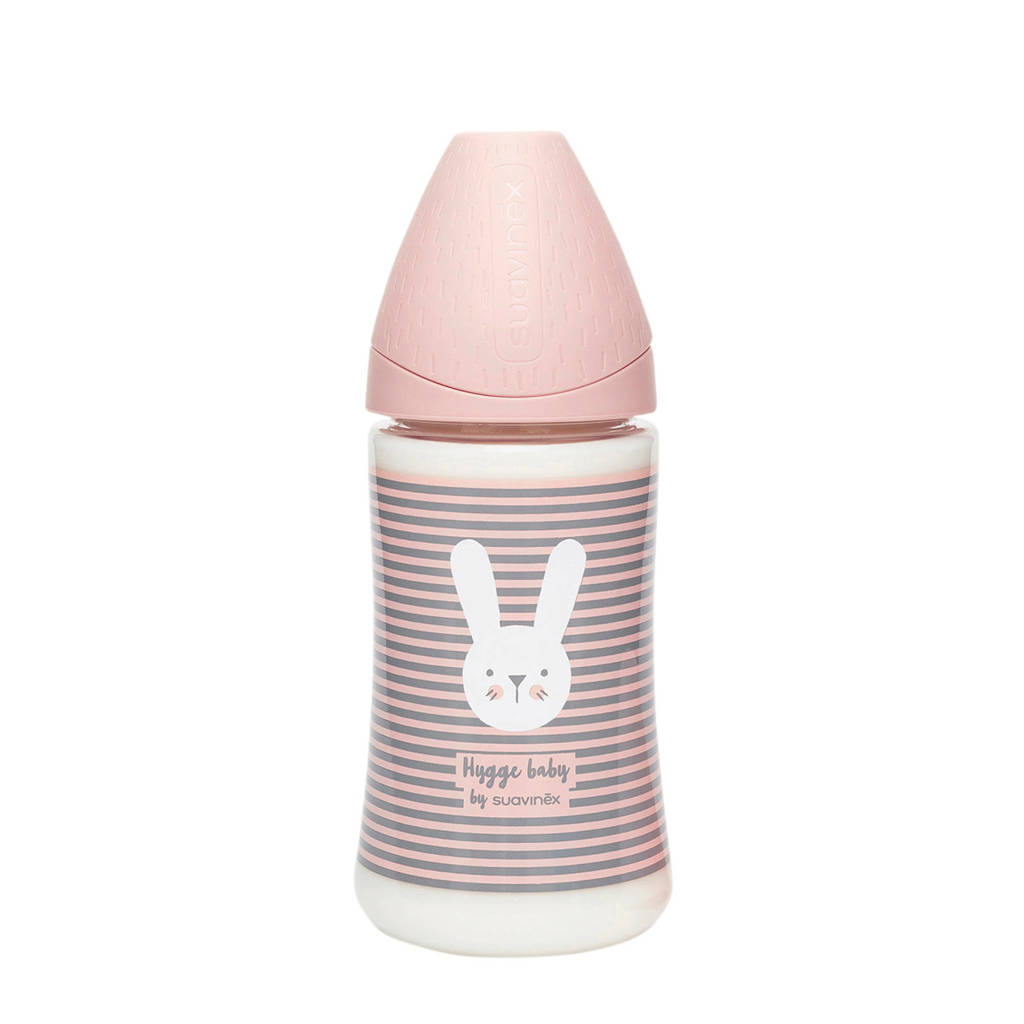 Suavinex Hygge fles 270 ml 0 mnd Lines roze, Roze