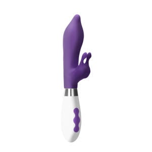 Oplaadbare Siliconen Rabbit vibrator met Clitorale Stimulatie Adonis - Paars