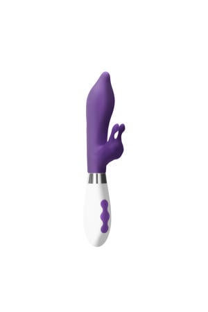 Oplaadbare Siliconen Rabbit vibrator met Clitorale Stimulatie Adonis - Paars