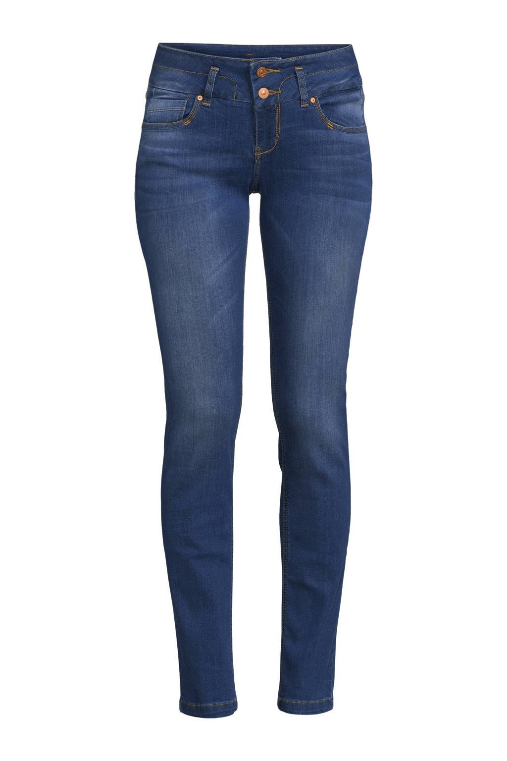 Donkerblauwe dames LTB slim fit jeans Zena van stretchdenim met regular waist