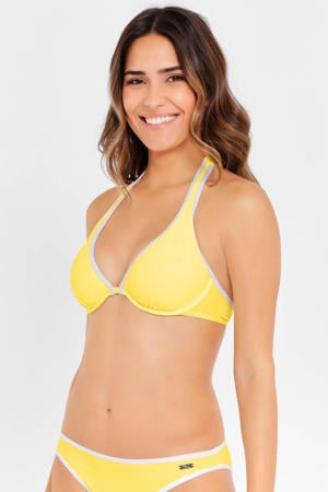 voorgevormde halter bikinitop met beugel geel