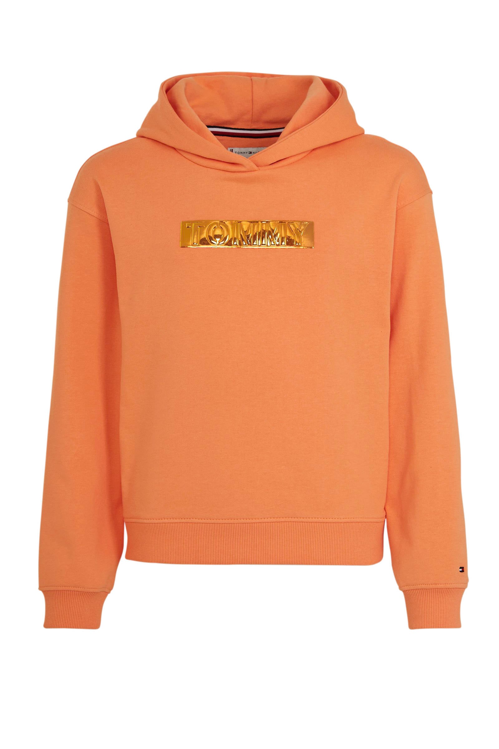 Tommy Hilfiger hoodie met metallic logo oranje | wehkamp