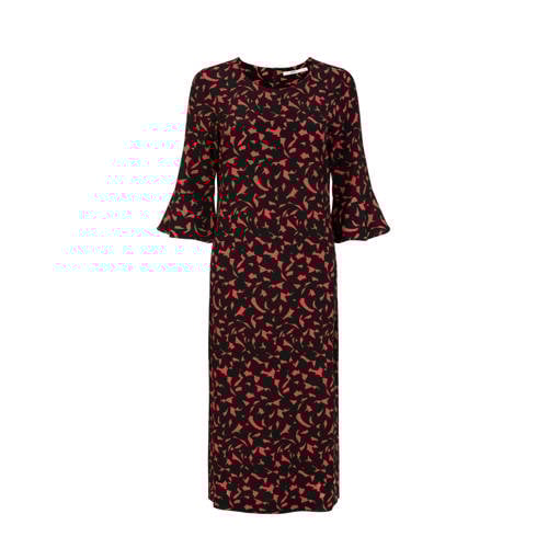Steps jurk met all over print en volant zwart rood Steps jurk met all over print en volant zwart rood