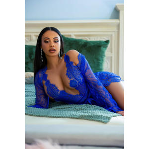 Royal Blue Eyelash Lace Romper