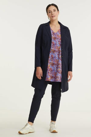 tapered fit broek van travelstof donkerblauw