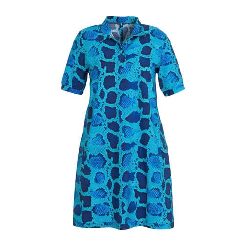 Plus Basics A lijn jurk met slangenprint blauw Plus Basics A lijn jurk met slangenprint blauw