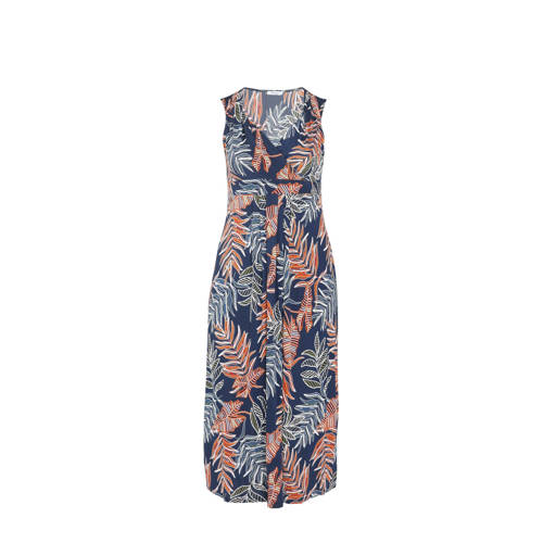 Paprika maxi jurk met all over print en plooien marineblauw oranje Paprika maxi jurk met all over print en plooien marineblauw oranje