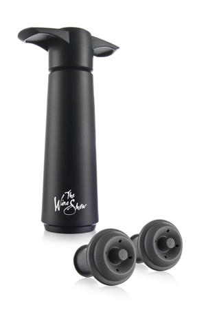 Wijnpomp met 2 wijnstoppers - Wine Saver - Zwart