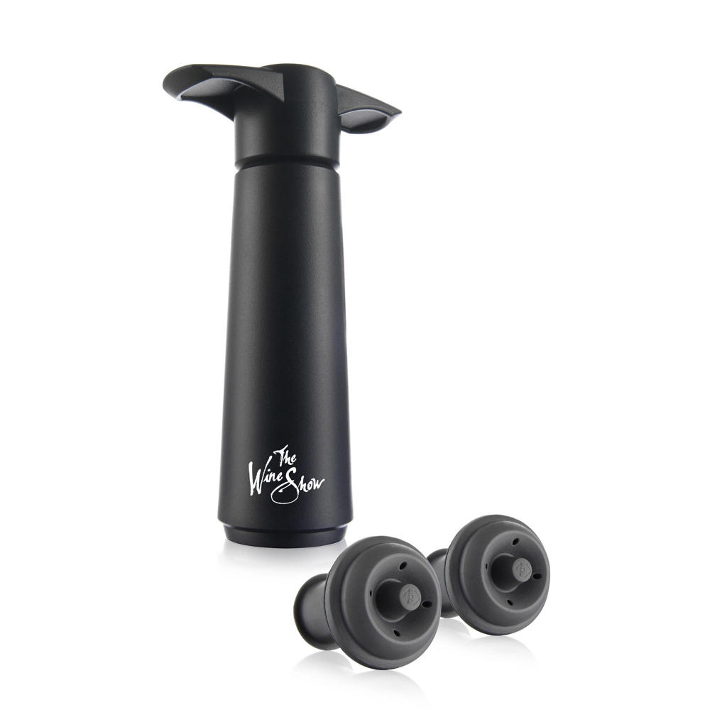 Vacuvin Wijnpomp met 2 wijnstoppers - Wine Saver - Zwart