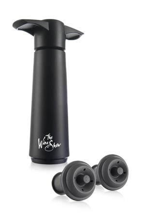 Wijnpomp met 2 wijnstoppers - Wine Saver - Zwart