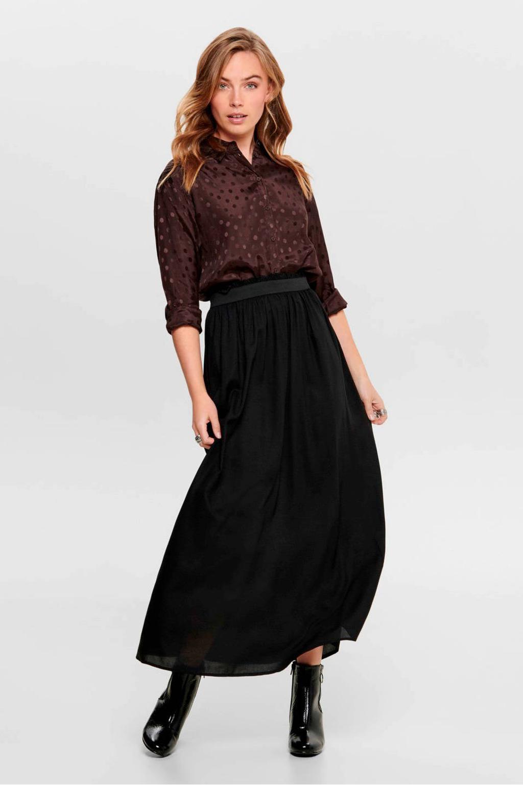 ONLY maxi rok ONLVENEDIG met plooien zwart