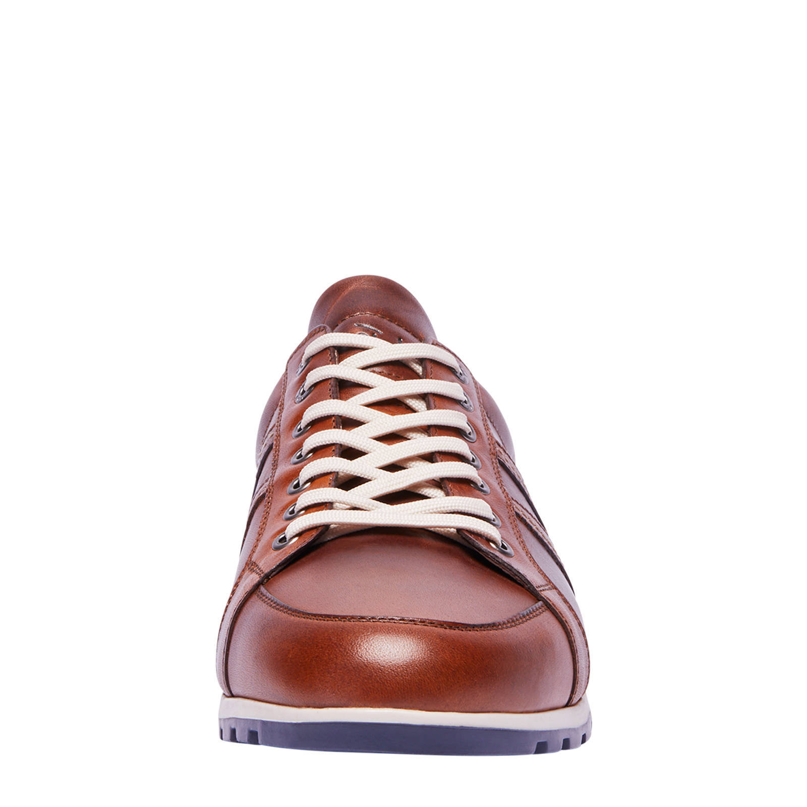 Van Lier 2015714 leren sneakers cognac | wehkamp