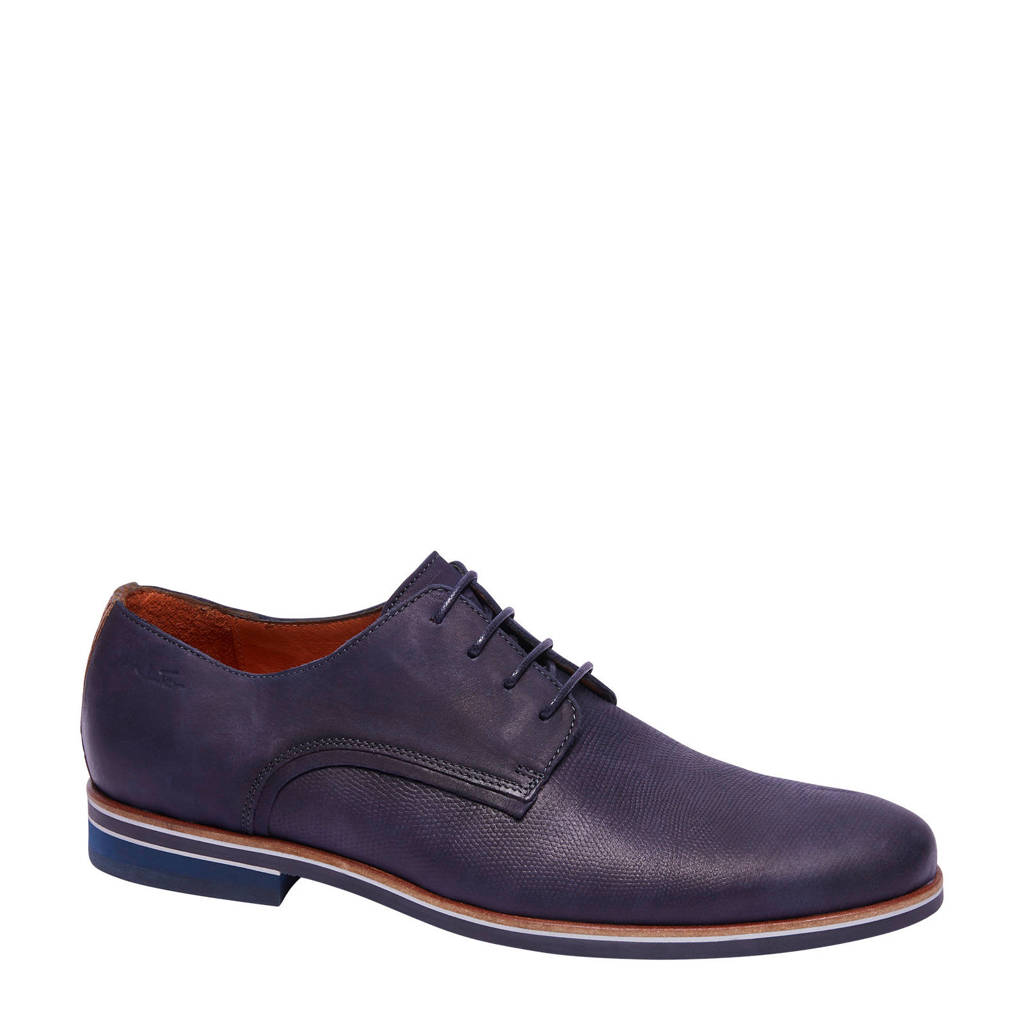 Van Lier 2015640 nubuck veterschoenen donkerblauw/bruin, Donkerblauw/bruin