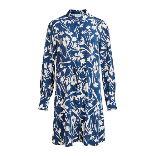 VILA blousejurk met all over print blauw wit VILA blousejurk met all over print blauw wit