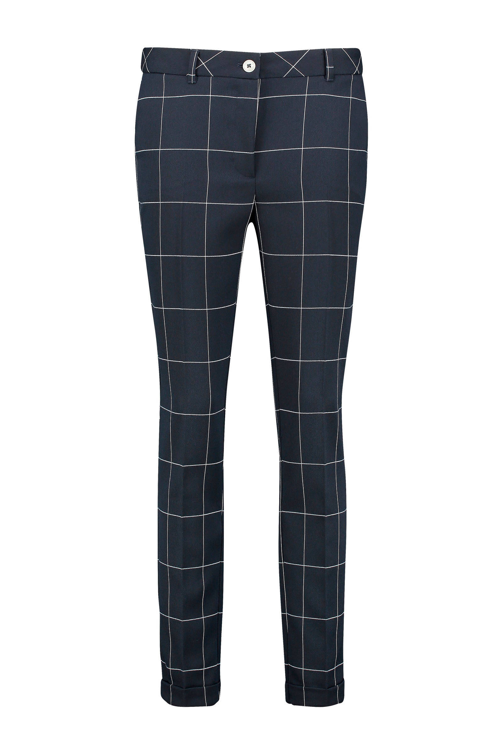 Expresso geruite slim fit broek donkerblauw | wehkamp