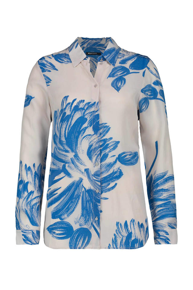 Tweet leeuwerik Behandeling Expresso blouse met all over print lichtgrijs/blauw | wehkamp