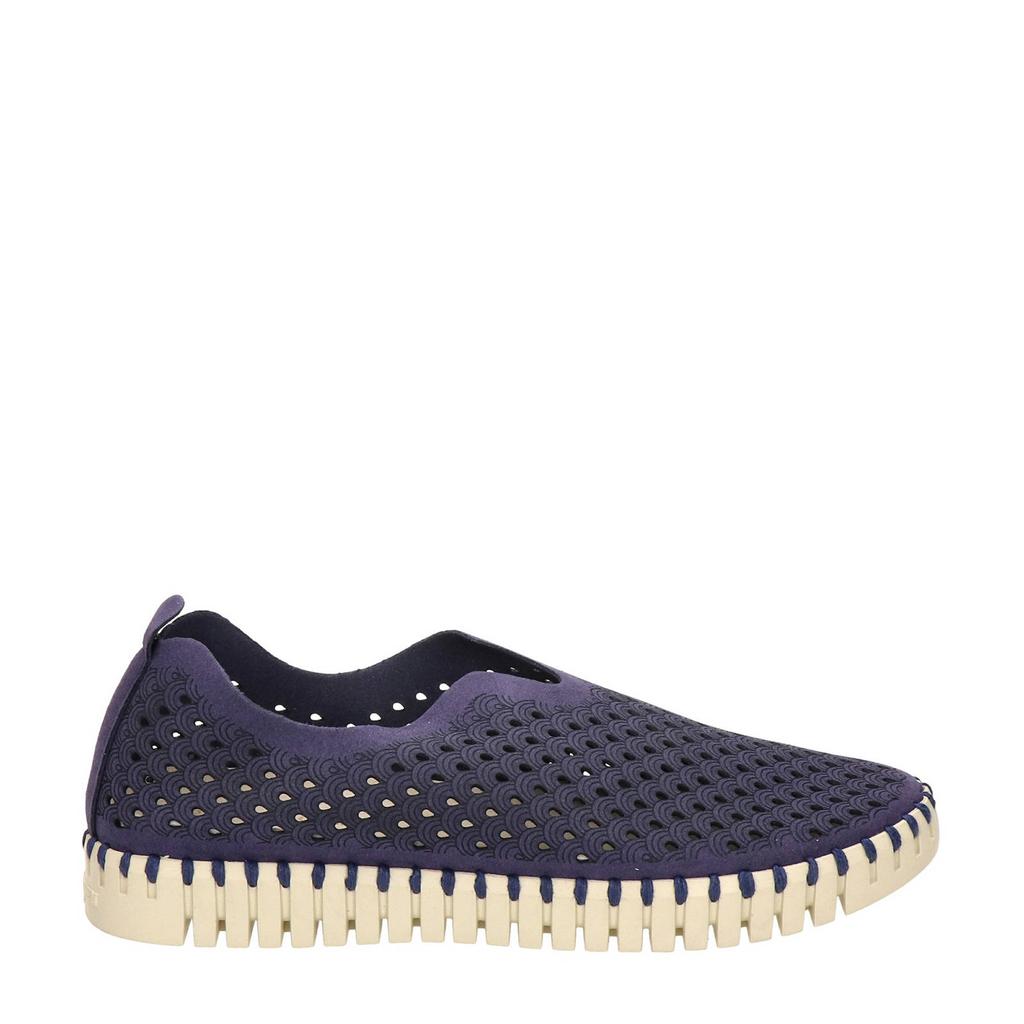 Blauwe dames Ilse Jacobsen Tulip slip-on van imitatiesuède met effen