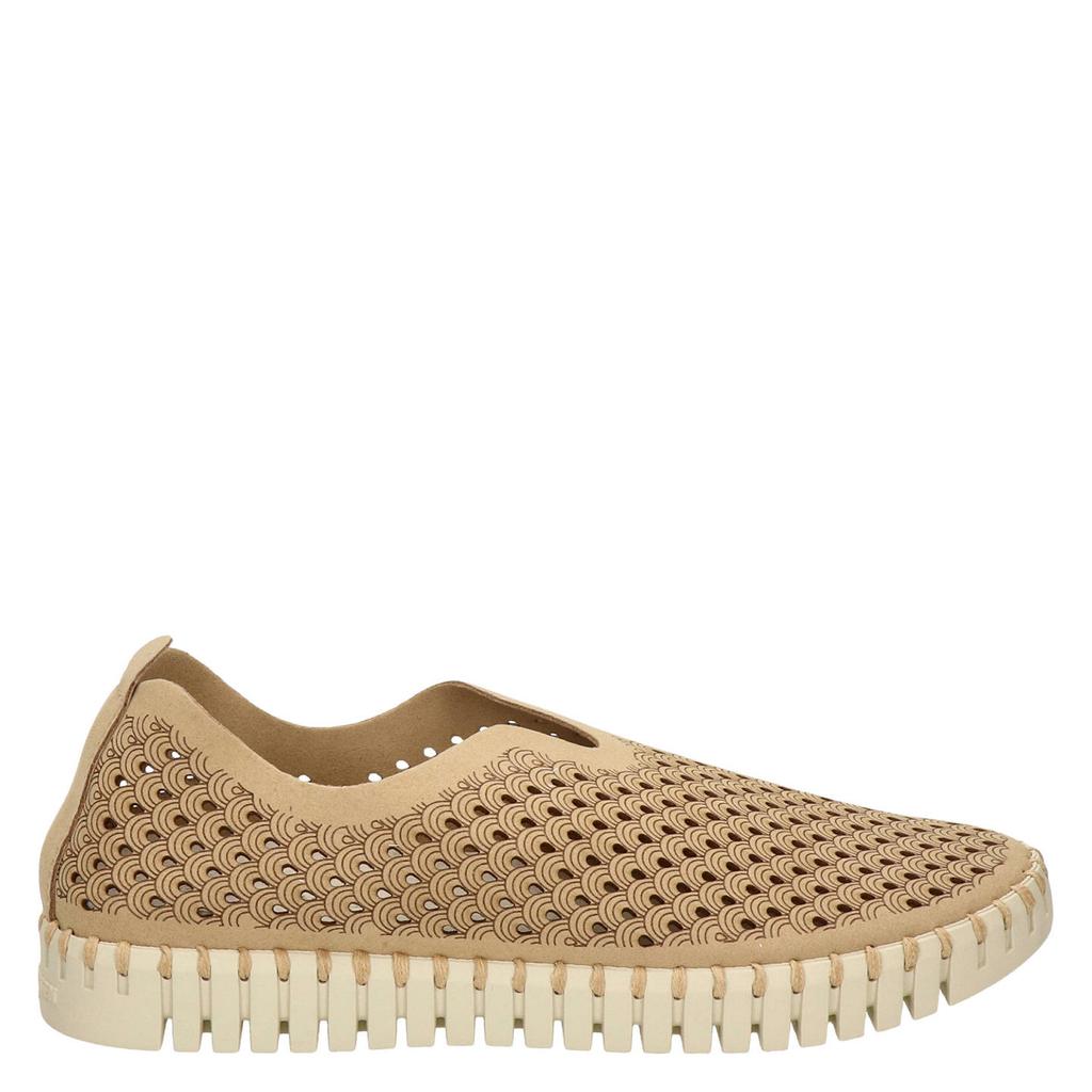 Beige dames Ilse Jacobsen slip-on van imitatiesuède/voering: synthetisch