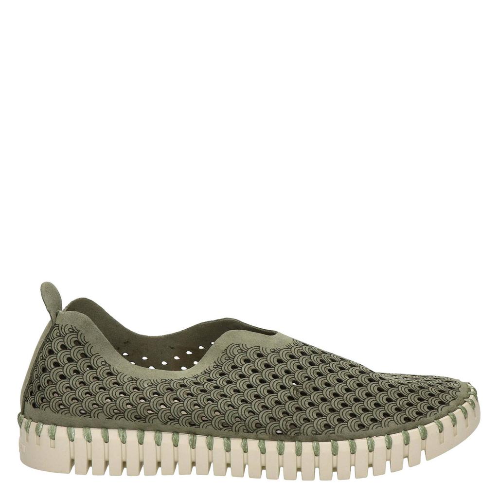 Kakikleurige dames Ilse Jacobsen slip-on van imitatiesuède/voering: synthetisch