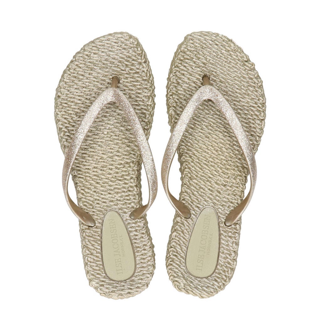 Gouden dames Ilse Jacobsen Cheerful teenslippers van rubber