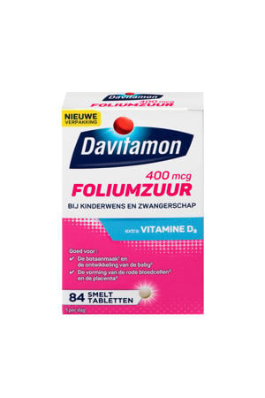 Foliumzuur Vitamine D3 smelttabletten - bij kinderwens & zwangerschap - 84 stuks