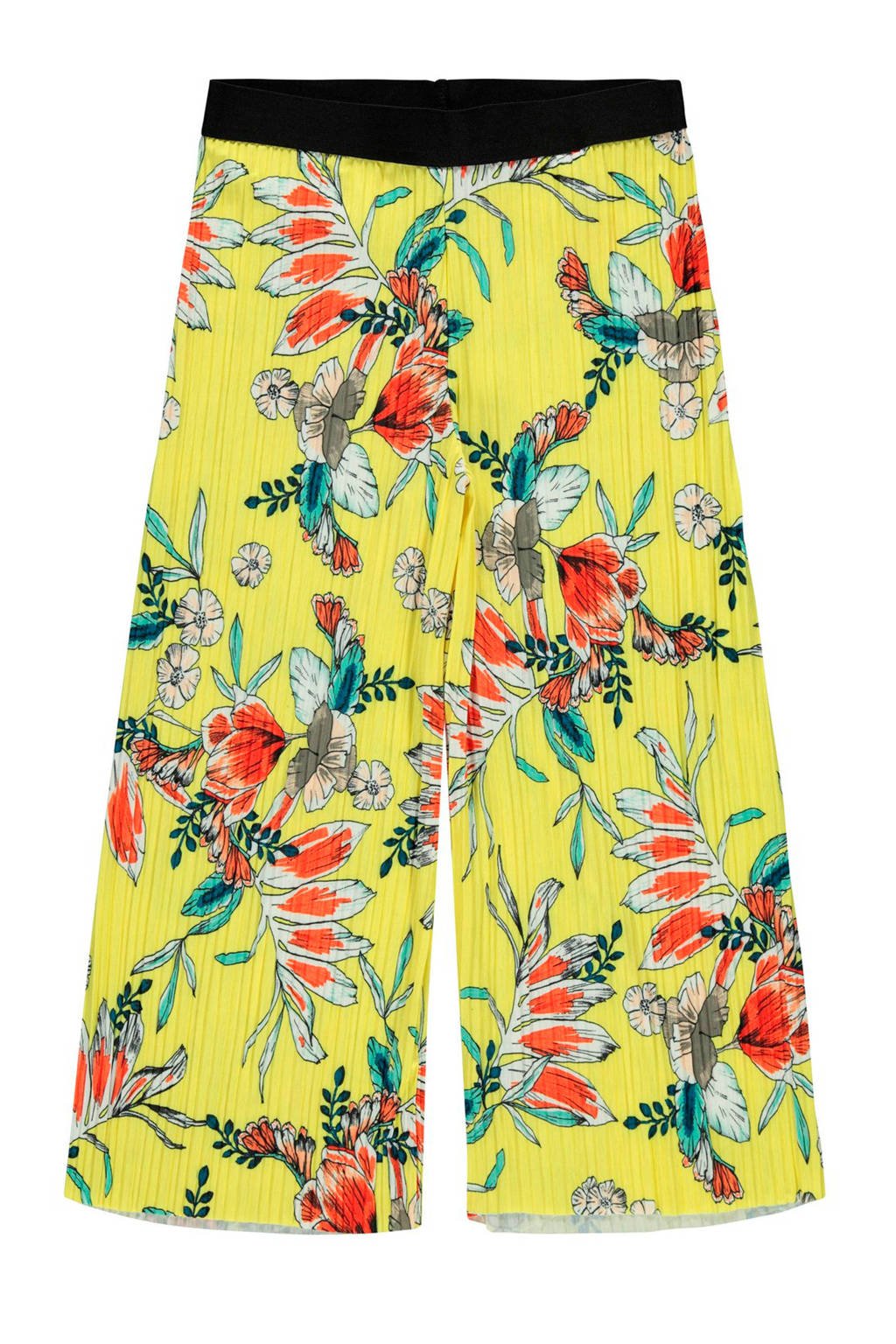 NAME IT KIDS loose fit broek Hana met all over print geel/oranje/groen, Geel/oranje/groen