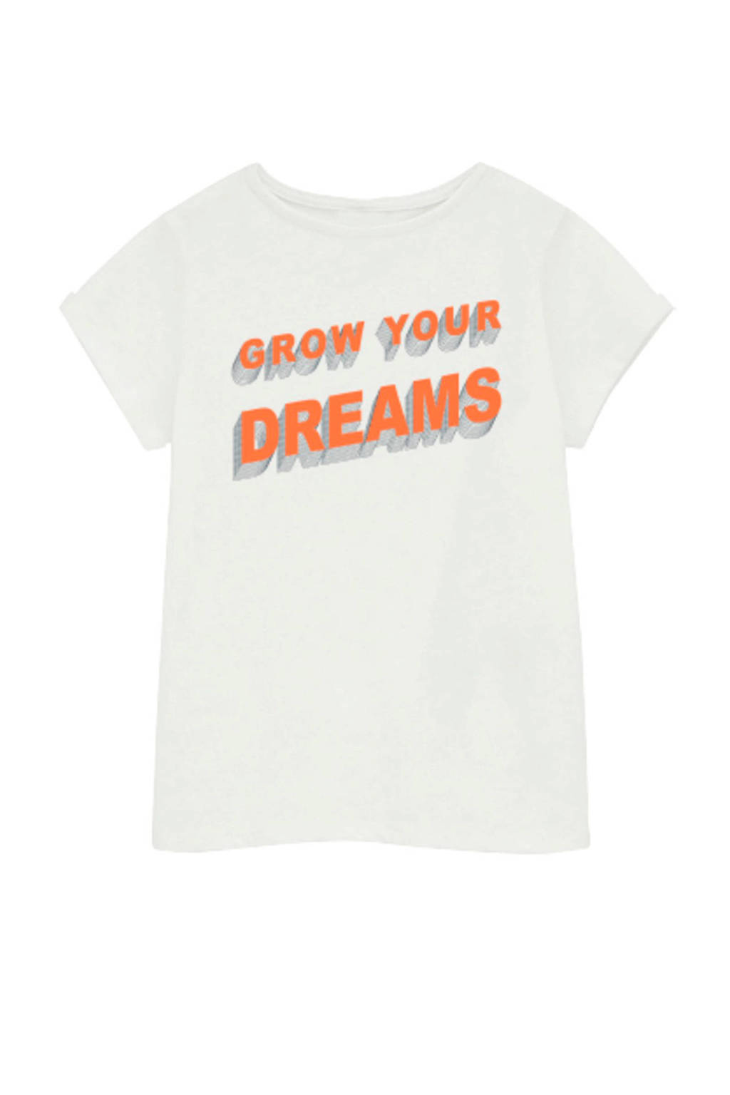 NAME IT KIDS T-shirt Hellen met biologisch katoen wit/oranje, Wit/oranje