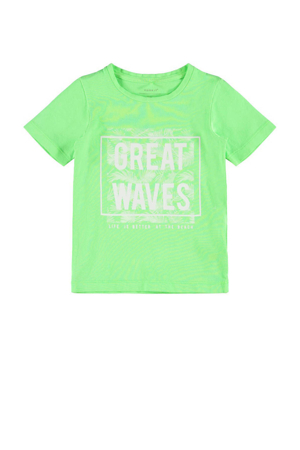 NAME IT MINI T-shirt Janal van biologisch katoen groen/wit, Groen/wit
