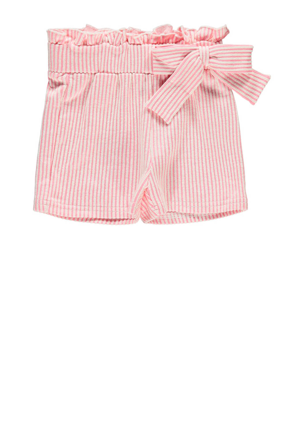 NAME IT MINI gestreepte short Fastripe roze/wit, Roze/wit