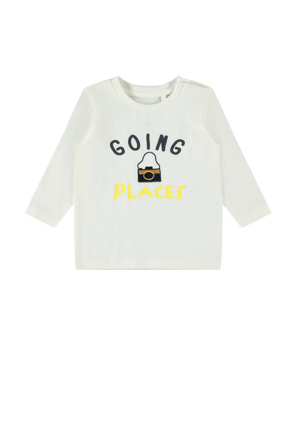 NAME IT BABY baby longsleeve Feplan met biologisch katoen wit, Wit