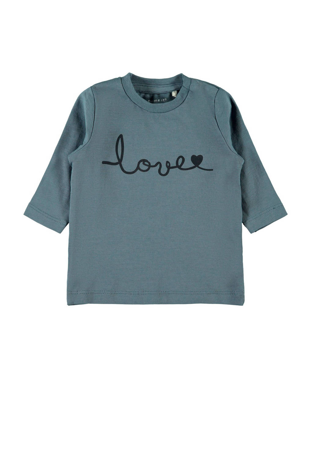NAME IT BABY baby longsleeve Fleur met biologisch katoen grijsgroen, Grijsgroen