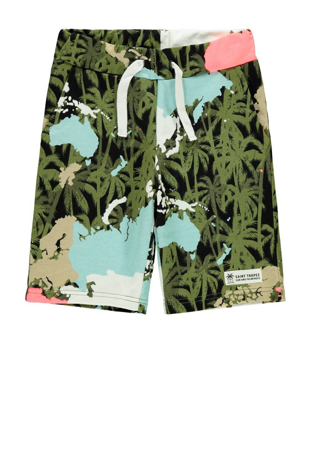 NAME IT KIDS sweatshort Florida met biologisch katoen multi, Groen/Geel/Roze